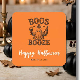 Boos & Booze Vintage Geist Quadratischer Aufkleber