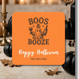 Boos & Booze Vintage Geist  Quadratischer Aufkleber