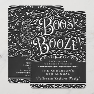 Boos & Booze Vintage Kreide Elegante Halloween-Par Einladung