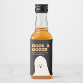 Boos & Boozed Halloween Niedlich Ghost Mini Alkoho Alkoholflaschenetikett (Vorderseite)