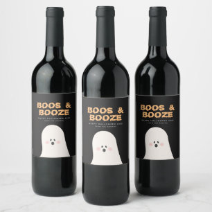 Boos & Boozed Halloween Niedlich Ghost Wine Label Weinetikett