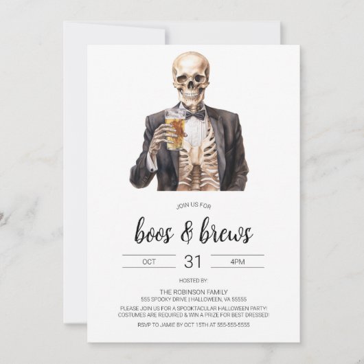 Boos & Brews Halloween Adult Party Einladung (Vorderseite)
