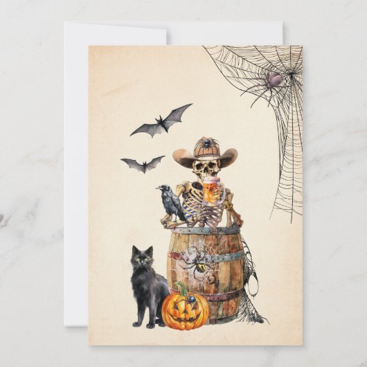 Boos & Brews Halloween Skull Bierbrauen Howdyween Einladung (Rückseite)