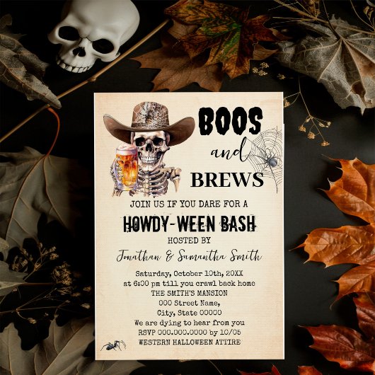 Boos & Brews Halloween Skull Bierbrauen Howdyween Einladung