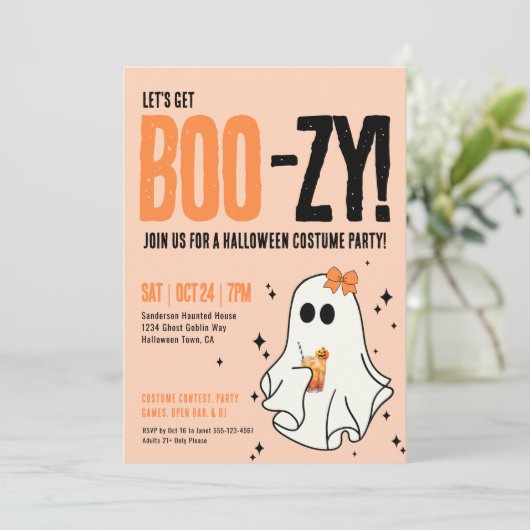 Boos für Erwachsene und Halloween-Party steigern Einladung (Stehend Vorderseite)