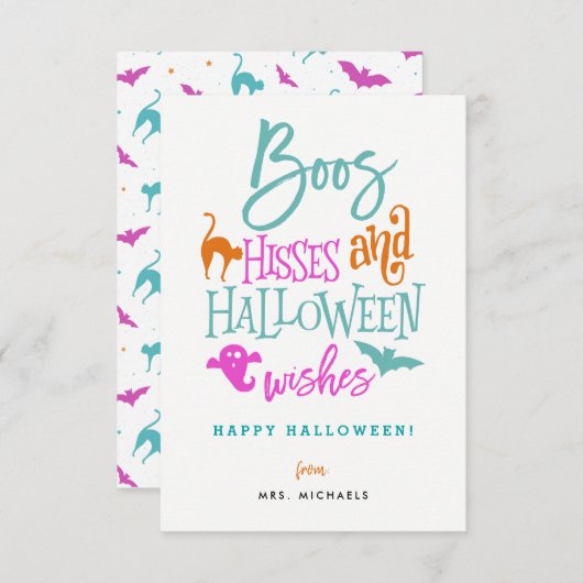 Boos Hisses und Halloween Wish Cards Einladung (Vorne/Hinten)