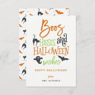 Boos Hisses und Halloween Wish Cards Einladung