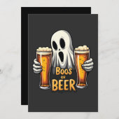 Boos oder Biere Funny Oktoberfest Halloween Ghost Einladung (Vorne/Hinten)