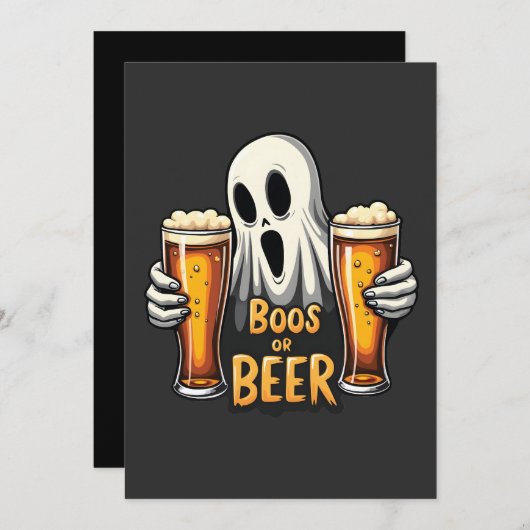 Boos oder Biere Funny Oktoberfest Halloween Ghost Einladung (Vorne/Hinten)