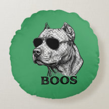 BOOS Pitbull mit Sonnenbrille Tinten-Skizzen-Tatto