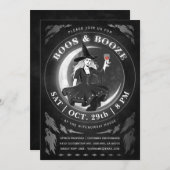 Boos-u. Schnaps-Halloween-Einladungen | schwarz u. Einladung (Vorne/Hinten)