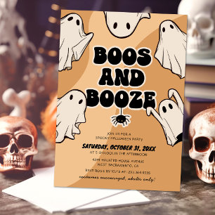 Boos und Alkohol Orange Erwachsenen-Halloween Einladung