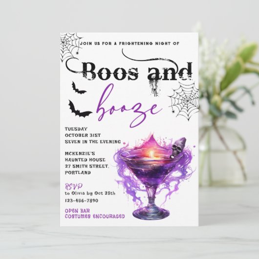 Boos und Ankurbelung des Halloween-Party Einladung (Stehend Vorderseite)