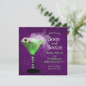 Boos und Booze Adulf Halloween Cocktail Party Einladung (Stehend Vorderseite)