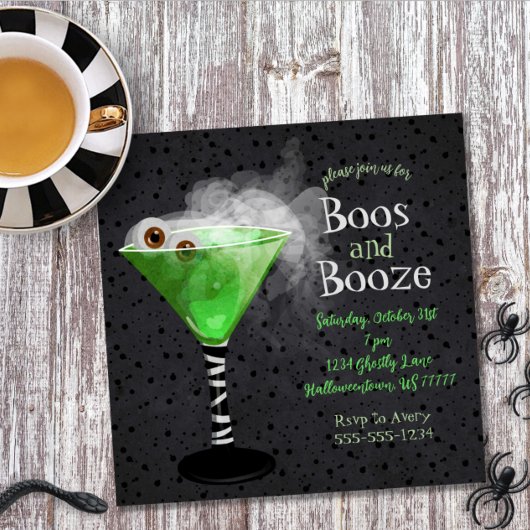 Boos und Booze Adulf Halloween Cocktail Party Einladung