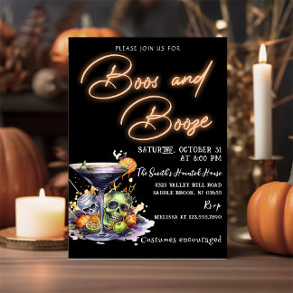 Boos und Booze Adult Cocktail Halloween-Party Einladung