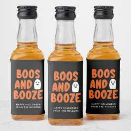 Boos und Booze Adult Halloween Ghost Black Alkoholflaschenetikett