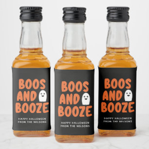 Boos und Booze Adult Halloween Ghost Black Alkoholflaschenetikett