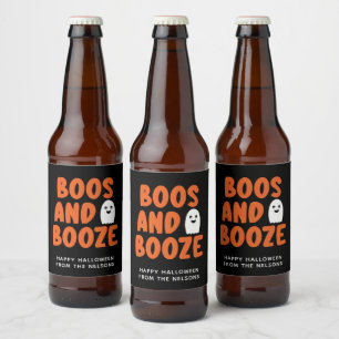 Boos und Booze Adult Halloween Ghost Black Bierflaschenetikett