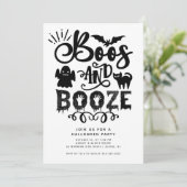 Boos und Booze Adult Halloween-Party Einladung (Stehend Vorderseite)