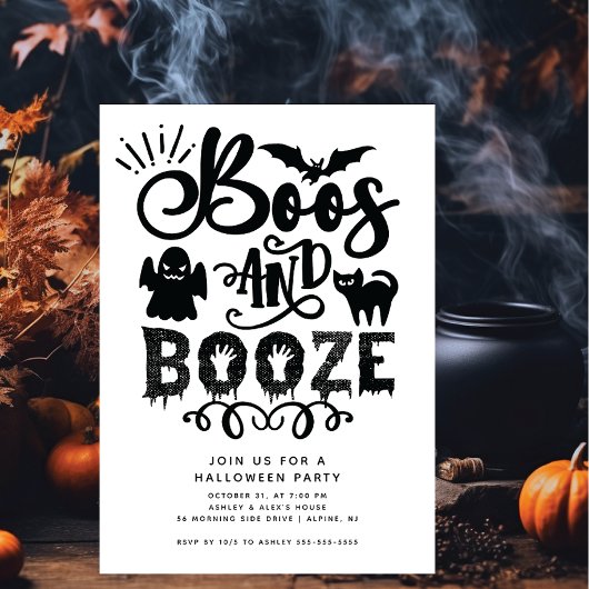 Boos und Booze Adult Halloween-Party Einladung