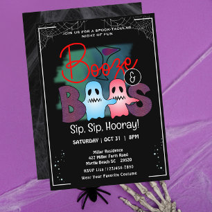 Boos und Booze Adult Halloween-Party Einladung