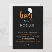 Boos und Booze Black Orange Adult Halloween-Party Einladung (Vorderseite)
