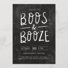 Boos und Booze Chalk Hand Lettes Halloween-Party Einladung