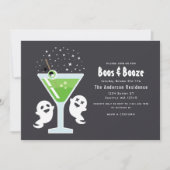 Boos und Booze Cocktail Halloween-Party Einladung (Vorderseite)