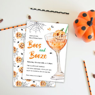 Boos und Booze Cocktail Halloween-Party Einladung