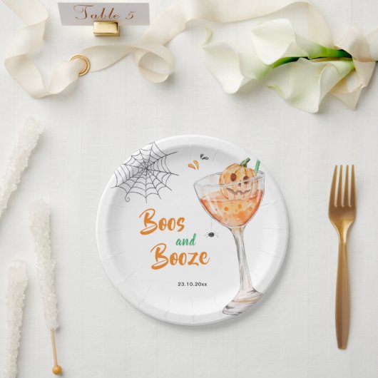 Boos und Booze Cocktail Halloween-Party Pappteller (Hochzeit)