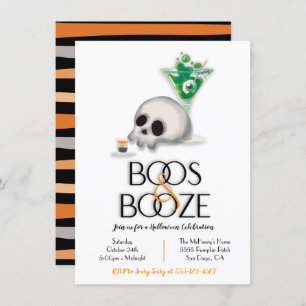 Boos und Booze Cocktail Modernes Halloween-Party Einladung