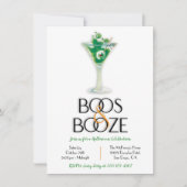 Boos und Booze Cocktail Modernes Halloween-Party I Einladung (Vorderseite)