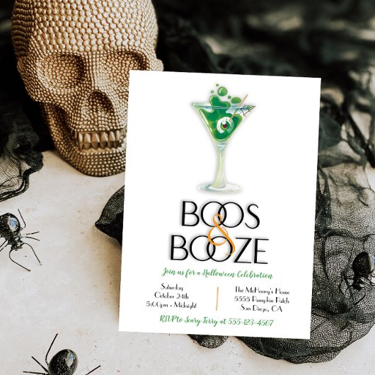 Boos und Booze Cocktail Modernes Halloween-Party I Einladung