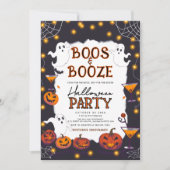 Boos und Booze erwachsenes Halloween-Party Einladung (Vorderseite)