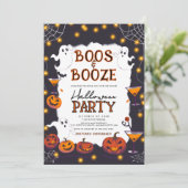 Boos und Booze erwachsenes Halloween-Party Einladung (Stehend Vorderseite)