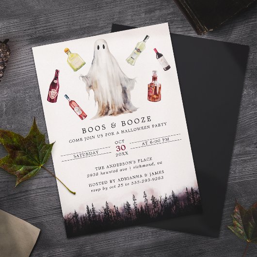 Boos und Booze | Funny Ghost Adult Halloween-Party Einladung