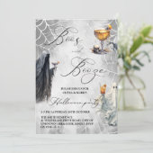 Boos und Booze Ghost Adult Halloween-Party Einladung (Stehend Vorderseite)