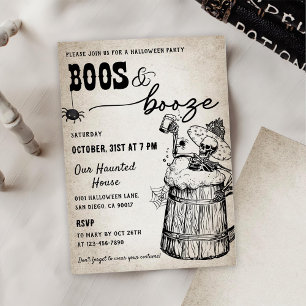 Boos und Booze Ghost-Halloween-Party Einladung