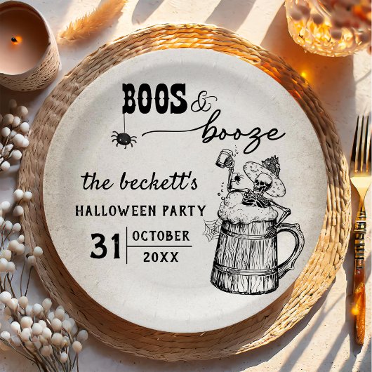 Boos und Booze Ghost-Halloween-Party Pappteller