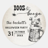 Boos und Booze Ghost-Halloween-Party Runder Aufkleber (Vorderseite)