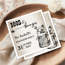 Boos und Booze Ghost-Halloween-Party Serviette