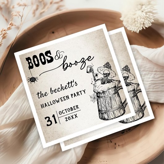 Boos und Booze Ghost-Halloween-Party Serviette