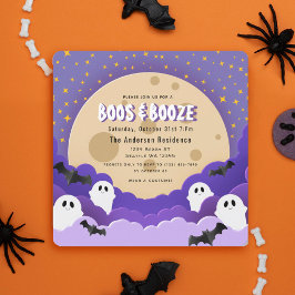Boos und Booze Ghost Moon Halloween-Party Einladung