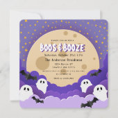 Boos und Booze Ghost Moon Halloween-Party Einladung (Vorderseite)