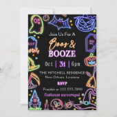 Boos und Booze glühendes dunkles Halloween-Party Einladung (Vorderseite)
