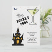 Boos und Booze Halloween Elegant Einladung (Stehend Vorderseite)