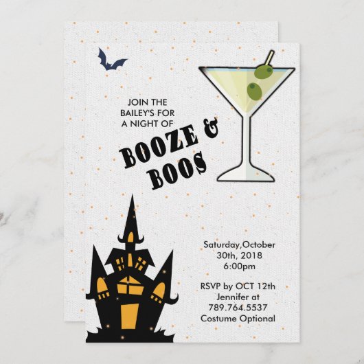 Boos und Booze Halloween Elegant Einladung (Vorne/Hinten)