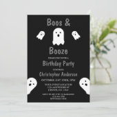 Boos und Booze Halloween Geburtstagsparty Einladung (Stehend Vorderseite)