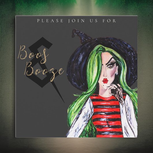 Boos und Booze Halloween Hexe Party Einladung